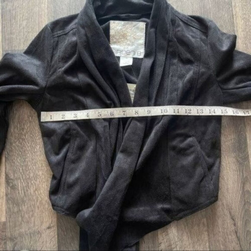 Arden B Black Suede Cropped Open Jacket Size XS - Picture 7 of 10